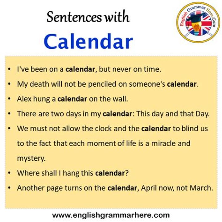 How do you use calendar in a sentence?